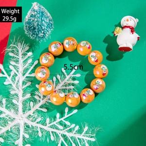 Christmas snowman pattern resin bead elastic bracelet with festive holiday decorations