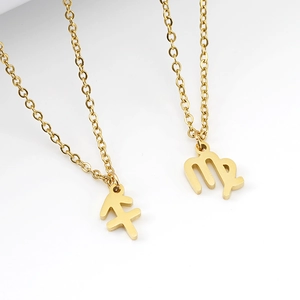 Collane zodiaco in acciaio inossidabile placcato oro 18k con ciondoli Sagittario e Vergine