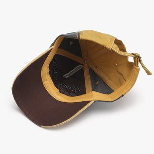 Contrast color baseball cap with letter embroidery and adjustable buckle strap