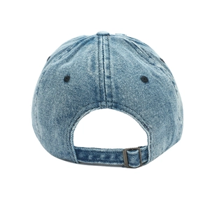 Casquette de baseball en jean délavé bleu avec boucle en métal vintage et sangle