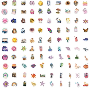 Set of 100 cute cartoon waterproof DIY stickers for laptops guitars and luggage decoration
