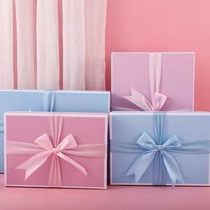 Elegant Gift Box With Ribbon Bow Thickened Cardboard Rectangular Packaging For Perfume Lipstick Birthday Thanksgiving Present