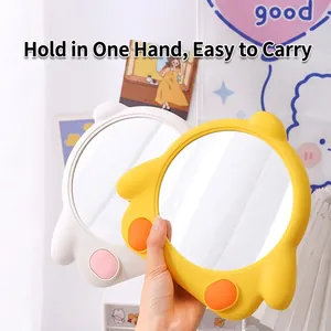 Cute cartoon chicken makeup mirror for desktop and hanging use in yellow and white