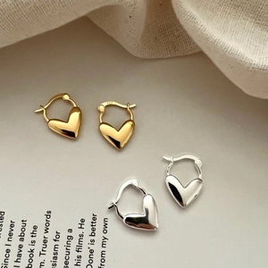 Heart Huggie Hoop Earrings 925 Sterling Silver Minimalist Korean Style Sweet Jewelry For Women Dainty Elegant Gift