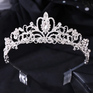Luxury Alloy Crystal Bridal Crown Tiara Hair Comb Gold Silver Rhinestone Wedding Hair Accessories For Women Party Jewelry