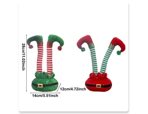 Detailed dimensions of 28cm tall bendable red and green Christmas elf leg ornaments