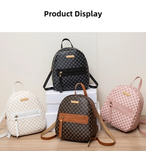 Mini floral printed backpacks in black, white, brown and pink with adjustable straps