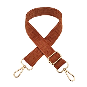 Adjustable wide replacement bag strap with Greek key pattern and gold metal hardware