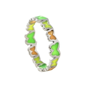 Titanium steel butterfly ring with colorful enamel inlay in a vibrant minimalist style