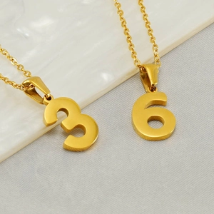Minimalist Number Pendant Necklace 18K Gold Plated Stainless Steel Arabic Numerals Clavicle Chain Fashion Jewelry For Women