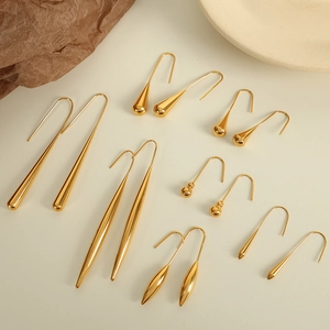 Orecchini A Gancio Goccia D'acqua Minimalisti Per Donna Acciaio Inossidabile Placcato Oro Lucidato Gioielli Eleganti