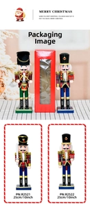 Classic 10 inch wooden nutcracker soldiers with red plaid outfits in a gift box