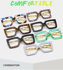 Detailed view of square fashion frames with stylish gold metal chain temple design