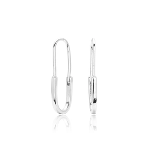 Pair of polished S925 sterling silver safety pin earrings with minimalist design