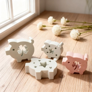 Cute pig resin silicone mold set with hollow clover and star designs for DIY crafts