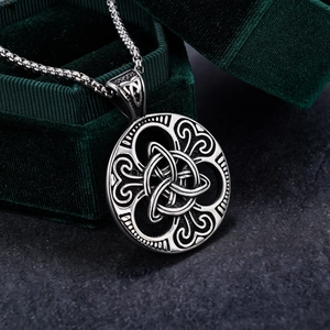 Vintage antique silver Viking Celtic knot pendant necklace with sturdy box chain