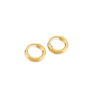 Polished 304 stainless steel gold hoop earrings featuring a minimalist round design