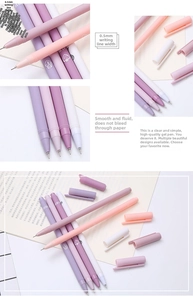Close-up of 0.5mm Morandi color gel pens with matte finish and heart patterns