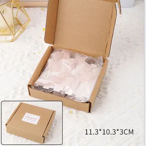 Natural Rose Quartz Raw Crystal String Lights with decorative kraft packaging box