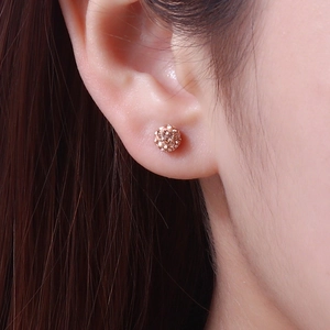Elegant S925 silver shamballa crystal ball earrings in rose gold finish for women