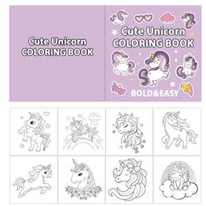 Cute unicorn coloring book for kids with bold and easy black and white patterns
