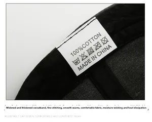 Macro detail of the 100% cotton hat interior featuring a thickened moisture-wicking sweatband