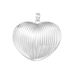 Silver heart pendant with vertical stripes texture and 18K gold plated metal finish