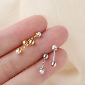 Minimalistische Kleine Künstliche Perlenstecker Mit Kupfer Schraubverschluss Schlafensicher Feiner Schmuck Für Damen