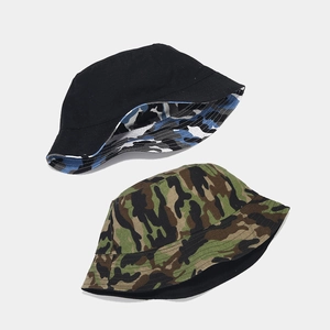Outdoor camouflage bucket hat set in black and forest green for sun protection