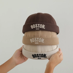 Cappello Docker Per Bambini Velluto A Coste Miki Senza Falda Retro Ricamo Lettere Regolabile Berretto Invernale Caldo