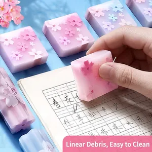 Set de gommes à fleurs de cerisier avec dégradé rose-violet et motifs floraux embossés