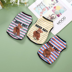 Breathable mesh pet vests with stripe patterns and teddy bear print detail