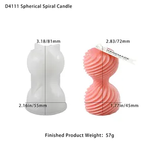 Dettagli dimensioni stampo in silicone candela a spirale e prodotto finito rosa