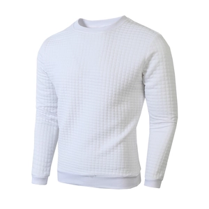 Men's slim fit long sleeve crewneck sweatshirt featuring white waffle texture fabric