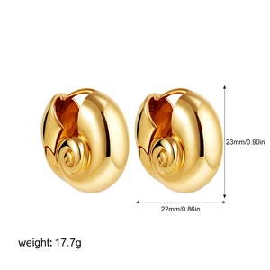 Detailed dimensions of 18K gold spiral snail shell earrings with size and weight specs