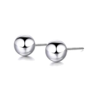 Polished silver stainless steel ball stud earrings with a minimalist mirror finish