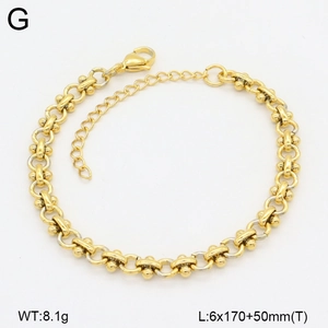 Detail view of gold titanium double chain bracelet with lobster clasp and extension chain