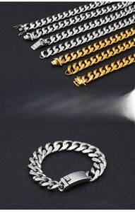 Detailansicht von Edelstahl-Panzerarmbändern mit mikroverzierten Zirkonia-Verschlüssen