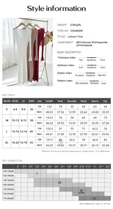 Tableau des tailles pour robe longue élégante en maille à col en V avec mesures en cm et pouces