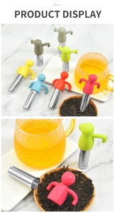 Infusor de té creativo con forma de persona colador de té de acero inoxidable oficina