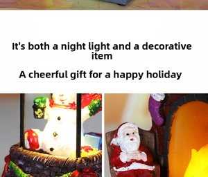 Detailansicht der Weihnachts-Resin-Nachtleuchte mit Weihnachtsmann und Schneemann