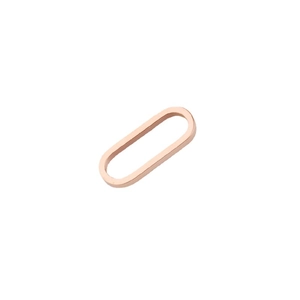 Polished rose gold oval link earring buckle in stainless steel on white background