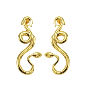 Minimalist 18K gold plated stainless steel snake earrings with curved design for women