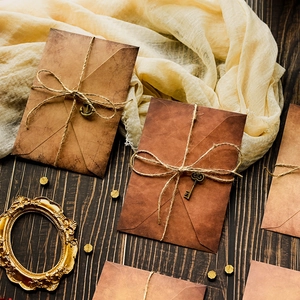 Vintage Kraft Paper Writing Stationery Envelopes Hemp Rope Metal Pendants Retro Handmade Gift Love Letters