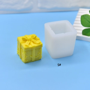 Christmas gift box silicone mold with bow for DIY candles and soaps in S size