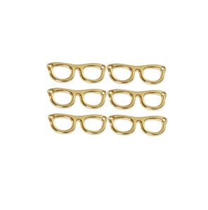 Set of six gold alloy eyeglasses shaped jewelry pendants with double loop design