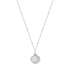 Elegant S925 sterling silver shell pendant necklace featuring natural freshwater pearl