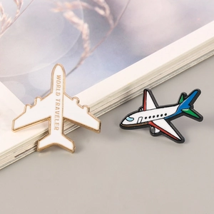 Airplane Enamel Brooch Pin Alloy World Traveler Aviation Badges For Clothing Backpack Accessories Travel Jewelry Gift