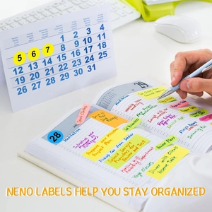 Colorful 1-100 number stickers for office planners and organizing labels on a desk