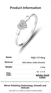 Macro detail of S925 sterling silver heart ring featuring pavé cubic zirconia setting